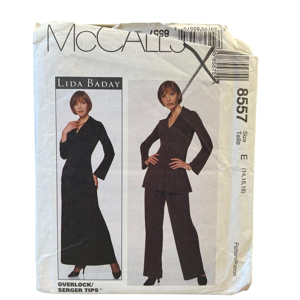 McCalls Sewing Pattern 8557 Lida Baday Dress Tunic Pants Knits Misses Size 14-18